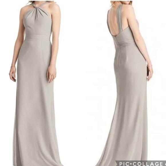 Jenny Packham NWT JP1034 Halter Chiffon Sleeveless Bridesmaid Dress Cabernet 10 - Picture 2 of 9